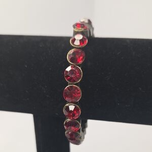 Plunder Red And Antique Goldtone Magnetic Bracelet 7.5
